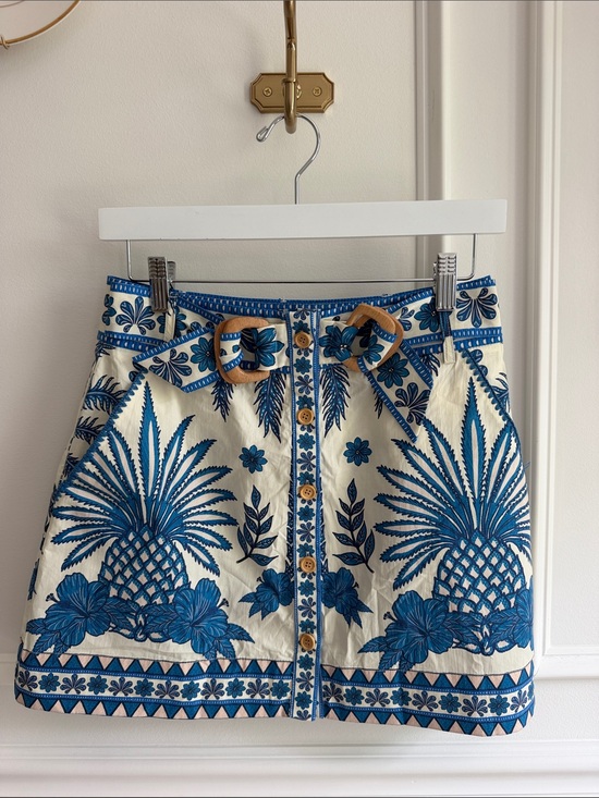 Aylaya Dresses & Skirts - Blue Pineapple Print Mini Skirt with Button Front